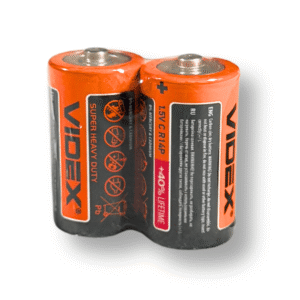 Батарейки VIDEX R14 C 1.5V Heavy Duty, 2 шт